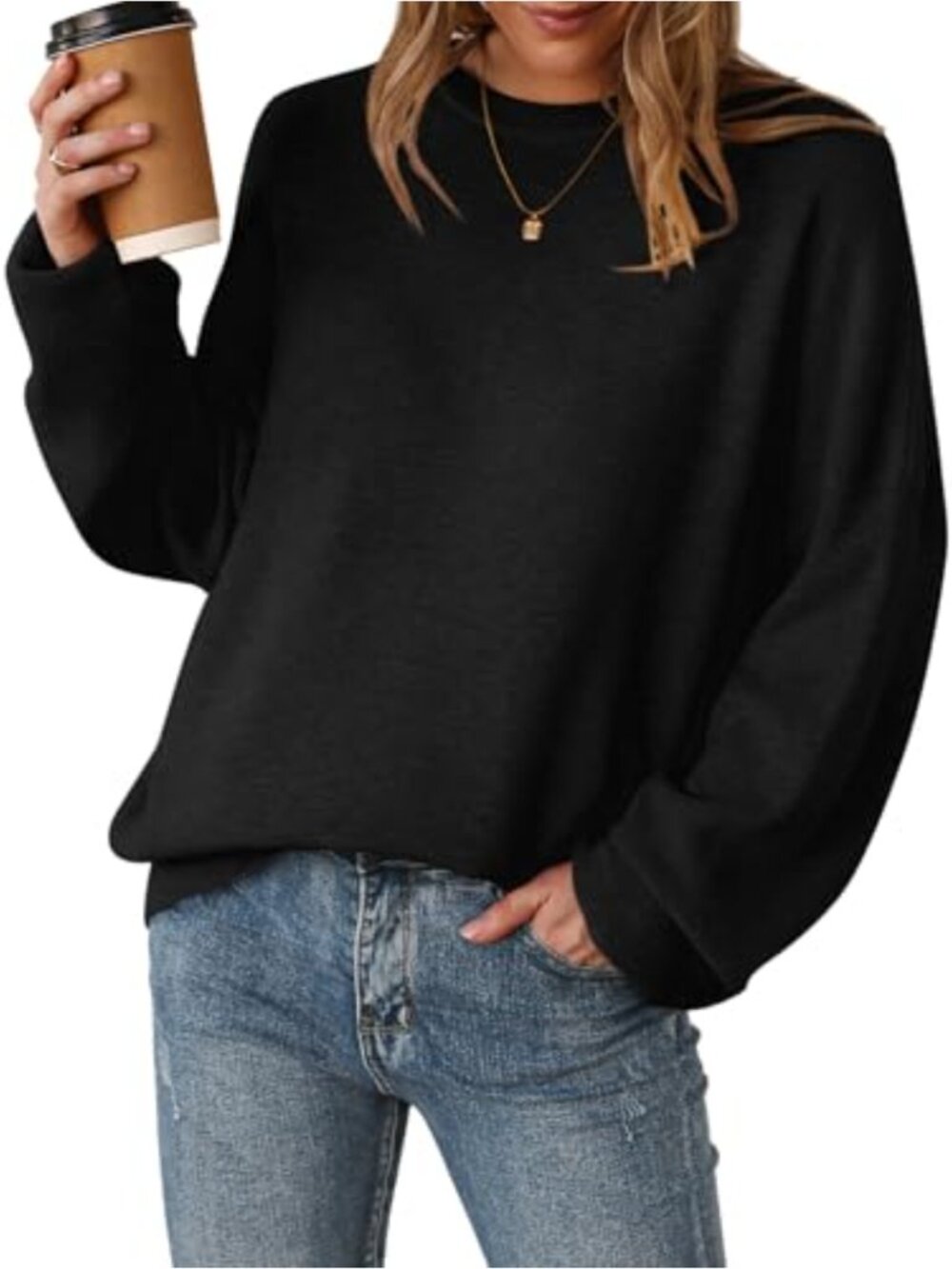 Women's Wool Blend Oversized Crewneck Sweater Fall Winter